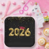 Abschluss 2025 Goldballons und Rote Cap Pappteller (Party)
