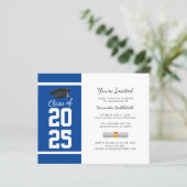 Abschluss 2025 Grad Blue Party Einladung (Stehend Vorderseite)