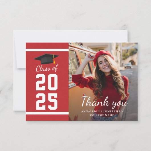 Abschluss 2025 Grad Foto Dankeskarte (Vorderseite)