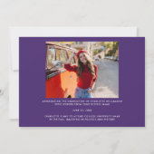 Abschluss 2025 Grad Foto Lila und weiß Ankündigung (Rückseite)