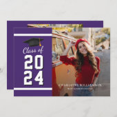 Abschluss 2025 Grad Foto Lila und weiß Ankündigung (Vorne/Hinten)