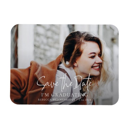 Abschluss 2025 Grad Foto Save the Date Magnet (Horizontal)