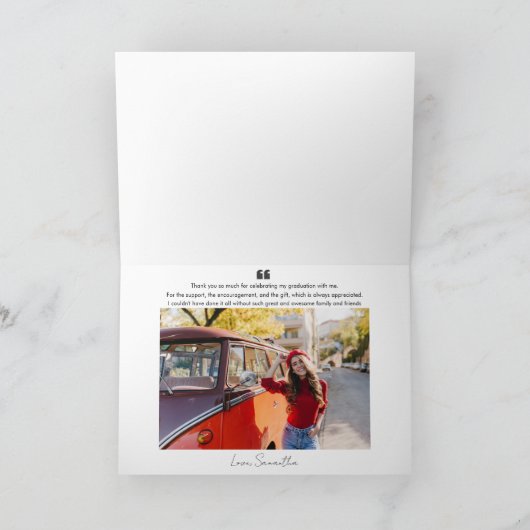 Abschluss 2025 Grad Foto Script Dankeskarte (Innenseite)