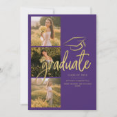 Abschluss 2025 Grad Fotos Lila Skript Ankündigung (Vorderseite)