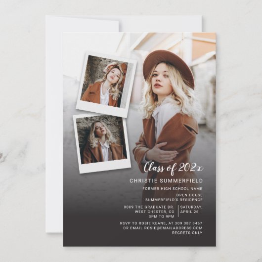 Abschluss 2025 Grad Fotos Script Party Einladung (Vorderseite)