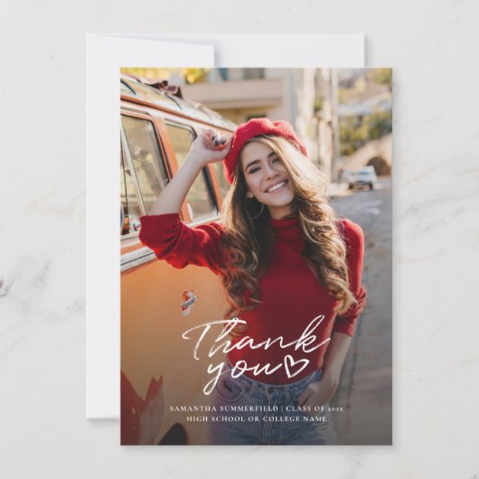 Abschluss 2025 Graduate Fotos Vielen Dank Mitteilungskarte (Vorderseite)
