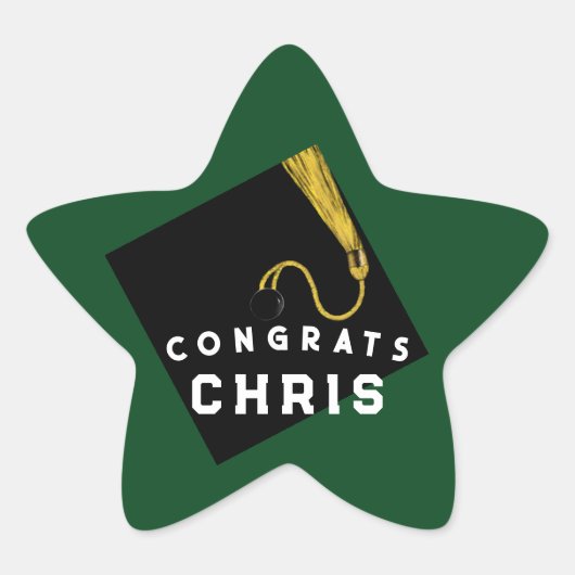 Abschluss 2025 Grün Stern-Aufkleber (Vorderseite)