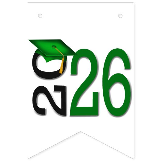 Abschluss 2025 Grün und Schwarz Wimpelkette (Zweite Fahne)