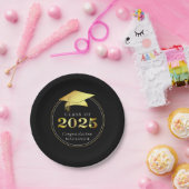 Abschluss 2025 Imitats Metallic Black Gold Pappteller (Party)