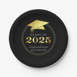 Abschluss 2025 Imitats Metallic Black Gold Pappteller