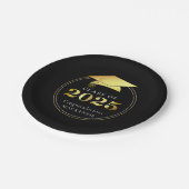 Abschluss 2025 Imitats Metallic Black Gold Pappteller (Schrägansicht)