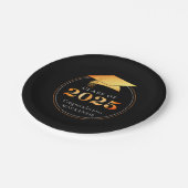 Abschluss 2025 Imitats Metallic Black Gold Pappteller (Schrägansicht)
