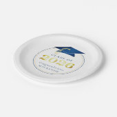 Abschluss 2025 Imitats Metallic Blue Gold Pappteller (Schrägansicht)