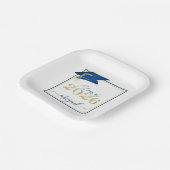 Abschluss 2025 Imitats Metallic Blue Gold Script Pappteller (Gewinkelt)