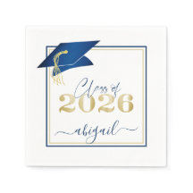 Abschluss 2025 Imitats Metallic Blue Gold Script