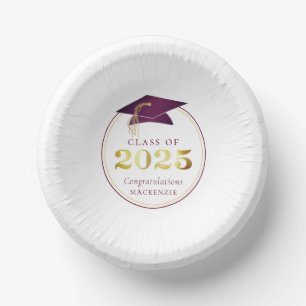 Abschluss 2025 Imitats Metallic Burgundy Gold Pappteller