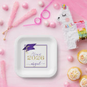 Abschluss 2025 Imitats Metallic Lila Gold Script Pappteller (Party)