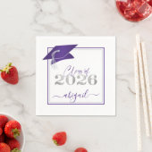 Abschluss 2025 Imitats Metallic Lila Silver Script Serviette (Beispiel)