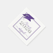 Abschluss 2025 Imitats Metallic Lila Silver Script Serviette (Ecke)