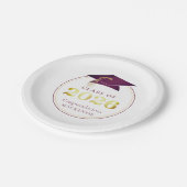 Abschluss 2025 Imitats Metallic Maroon Gold Pappteller (Schrägansicht)