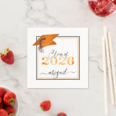 Abschluss 2025 Imitats Metallic Orange Black Scrip Serviette (Beispiel)