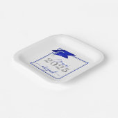 Abschluss 2025 Imitats Metallic Royal Blue Silver Pappteller (Gewinkelt)