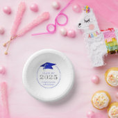 Abschluss 2025 Imitats Metallic Royal Blue Silver Pappteller (Party)