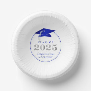 Abschluss 2025 Imitats Metallic Royal Blue Silver Pappteller