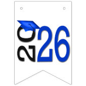 Abschluss 2025 in Blau und Schwarz Wimpelkette (Erste Fahne)