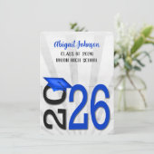 Abschluss 2025 in den Farben Blau und Schwarz der  Einladung (Stehend Vorderseite)