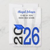 Abschluss 2025 in den Farben Blau und Schwarz der  Einladung (Vorderseite)