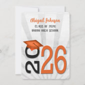 Abschluss 2025 in den Farben Orange und Schwarz Einladung (Vorderseite)