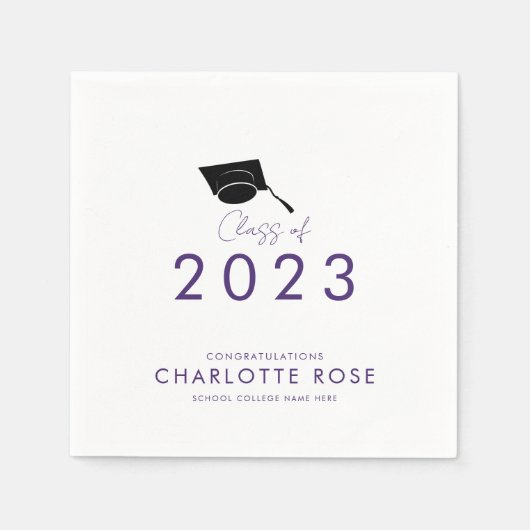 Abschluss 2025 Lila Skript Party Paper Serviette (Vorderseite)