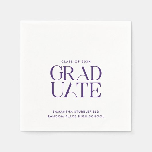 Abschluss 2025 Lila Typografie-Party Serviette (Vorderseite)