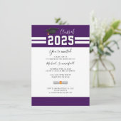 Abschluss 2025 Lila Weißes Minimalistisches Party Einladung (Stehend Vorderseite)