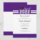 Abschluss 2025 Lila White Simple Grad Party Einladung (Vorne/Hinten)