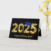 Abschluss 2025 mit Blue Cap und Confetti Karte (Gelbe Blume)
