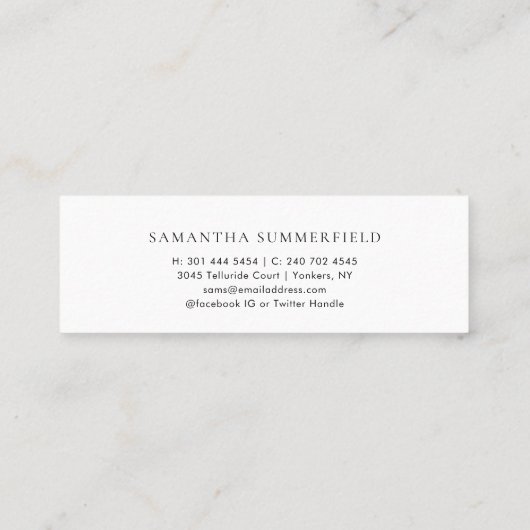 Abschluss 2025 Moderner Skriptname Mini Visitenkarte (Rückseite)