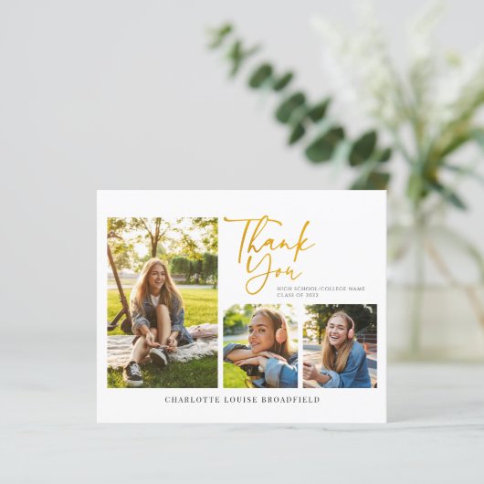 Abschluss 2025 Modernes Drehbuch Dankeschön-Karte (Stehend Vorderseite)