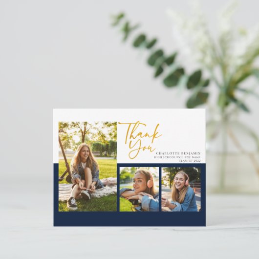 Abschluss 2025 Modernes Script Graduate Dankeskarte (Stehend Vorderseite)