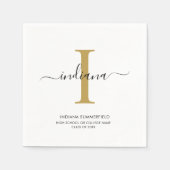 Abschluss 2025 Monogramm Name Skript Grad Party Serviette (Vorderseite)