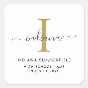 Abschluss 2025 Monogramm-Skript Quadratischer Aufkleber