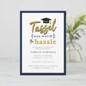 Abschluss 2025 Navy Blue Foto Grad Party Einladung (Stehend Vorderseite)