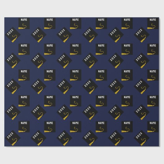 Abschluss 2025 Navy Blue Geschenkpapier (Flach)
