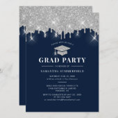 Abschluss 2025 Navy Blue Grad Party Einladung (Vorne/Hinten)
