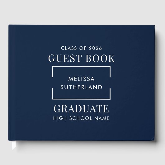 Abschluss 2025 Navy Blue Grad Party Gästebuch (Vorderseite)