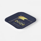Abschluss 2025 Navy Blue Imitats Metallic Gold Pappteller (Gewinkelt)