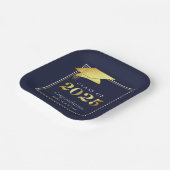 Abschluss 2025 Navy Blue Imitats Metallic Gold Pappteller (Gewinkelt)