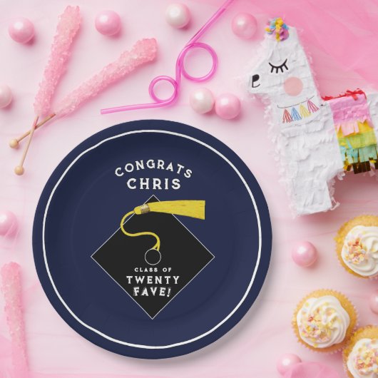 Abschluss 2025 Navy Blue Pappteller (Party)