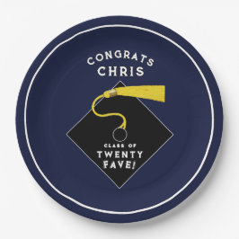 Abschluss 2025 Navy Blue Pappteller